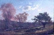 Charles Furneaux Landscape with a Stone Wall, oil painting of Melrose, Massachusetts by Charles Furneaux Sweden oil painting artist